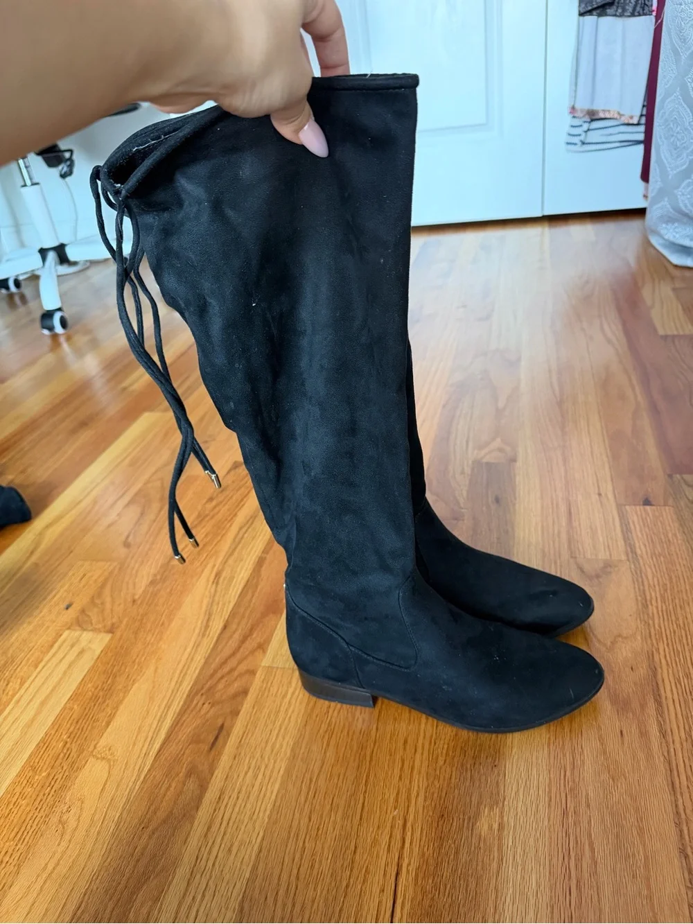 Aldo Black Suede Over the Knee Boots Size 8